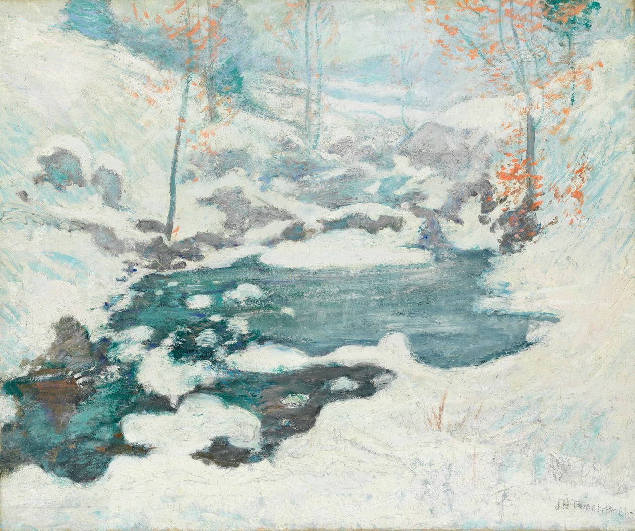Icebound, c. 1889.    1145369   no       norwegian Successfully Translated  Original: The Seat of War Translat: The Seat of War 1339902 no norwegian Successfully Translated Original: Woman Wearing Black Hood in Front of the Hatsutaka Teahouse Translat: Wom av John Henry Twachtman