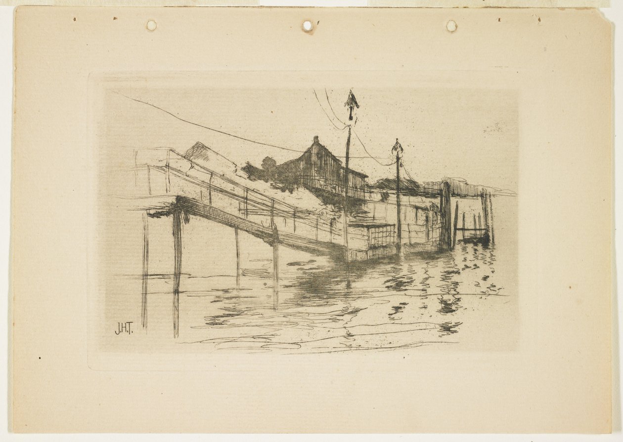 Det gamle tollhuset i Bridgeport (liten tallerken), 1888-1889 av John Henry Twachtman