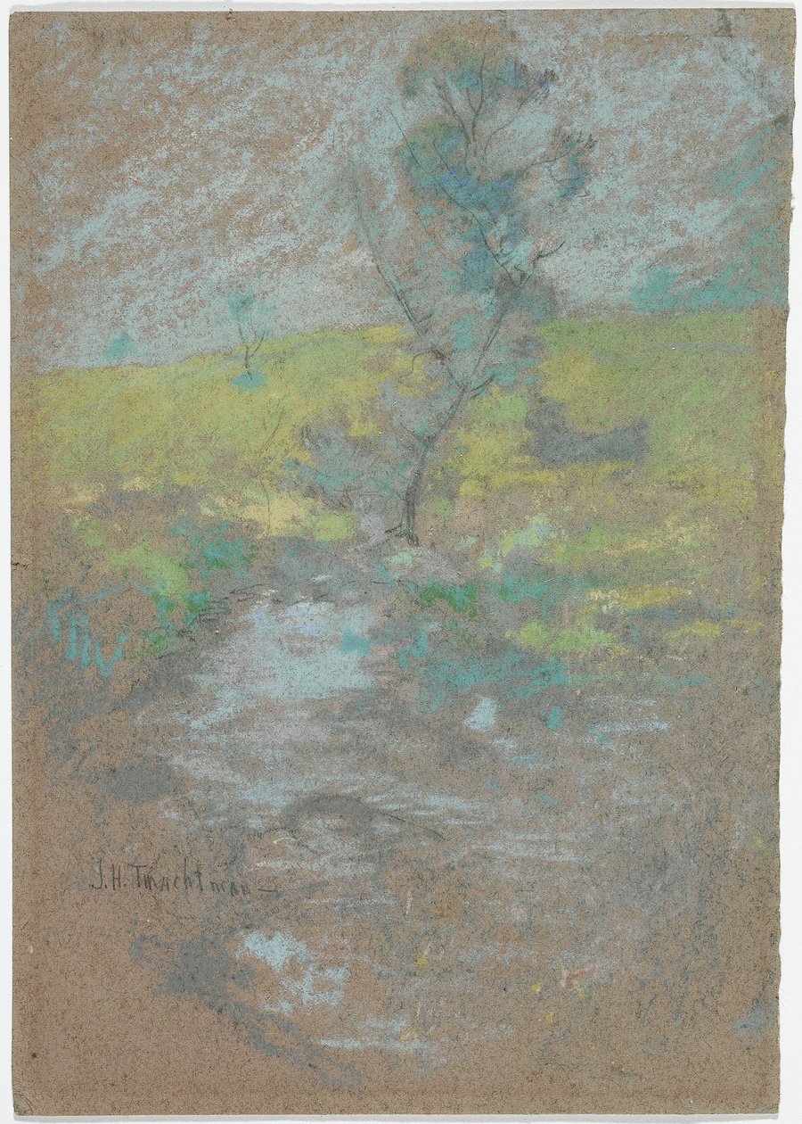 The Stream (pastell- og grafittblyant på papir) av John Henry Twachtman