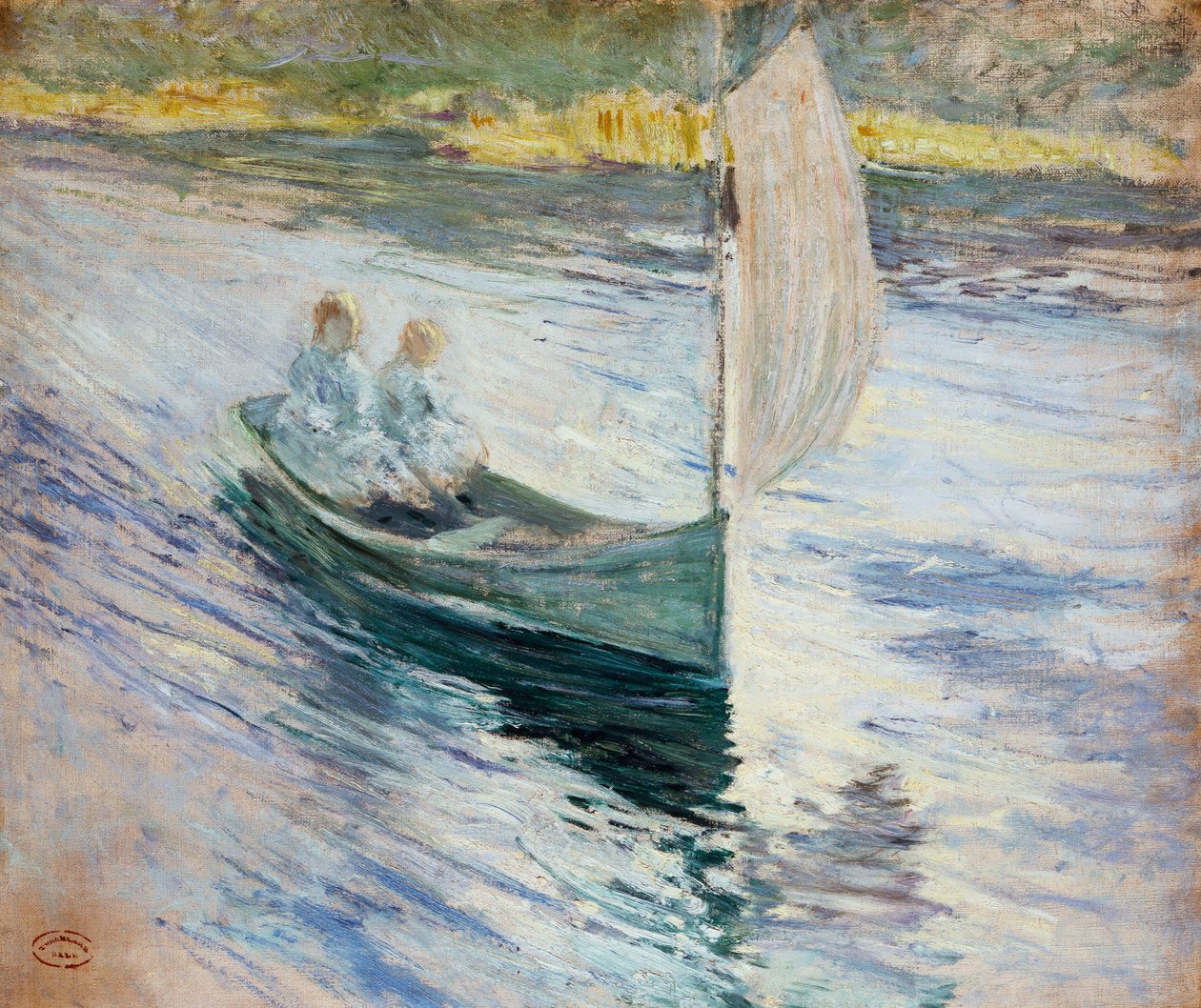 To barn i en seilbåt, 1883 av John Henry Twachtman