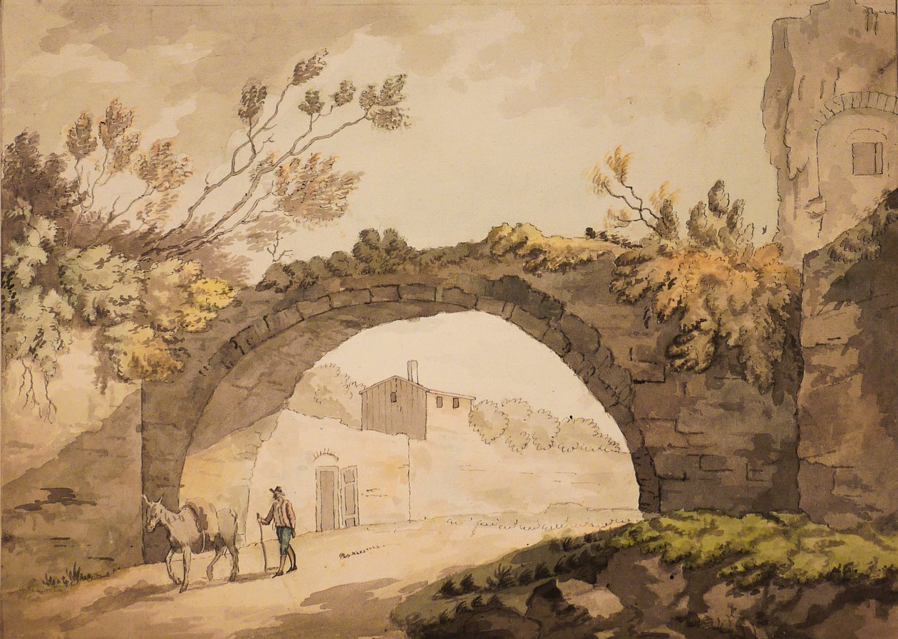 En buegang i Italia, ca. 1798 (akvarell med penn og blekk på papir) av John Herman Merivale