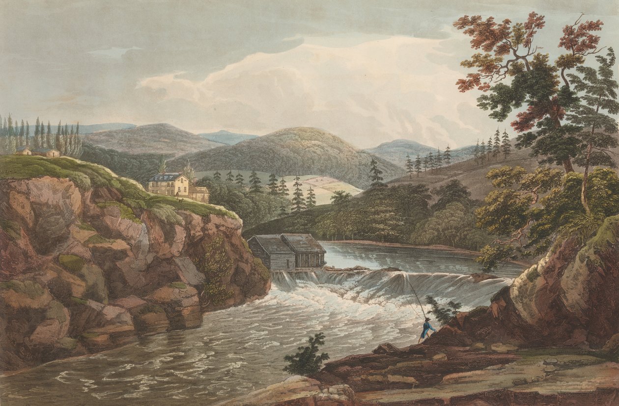 Little Falls ved Luzerne nr. 1 i Hudson River Portfolio, 1822-23. av John Hill