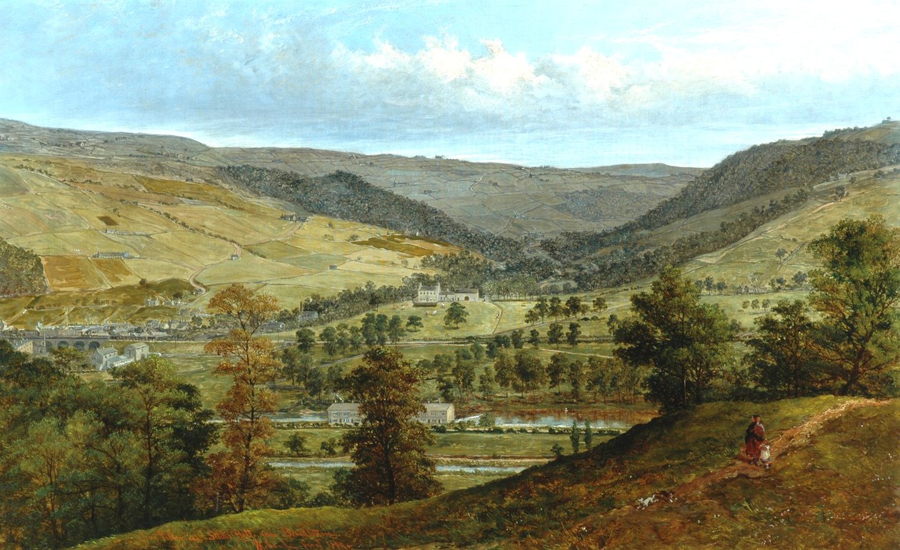 Cragg Vale & Stocks Hall fra Broadbottom, 1869 av John Holland