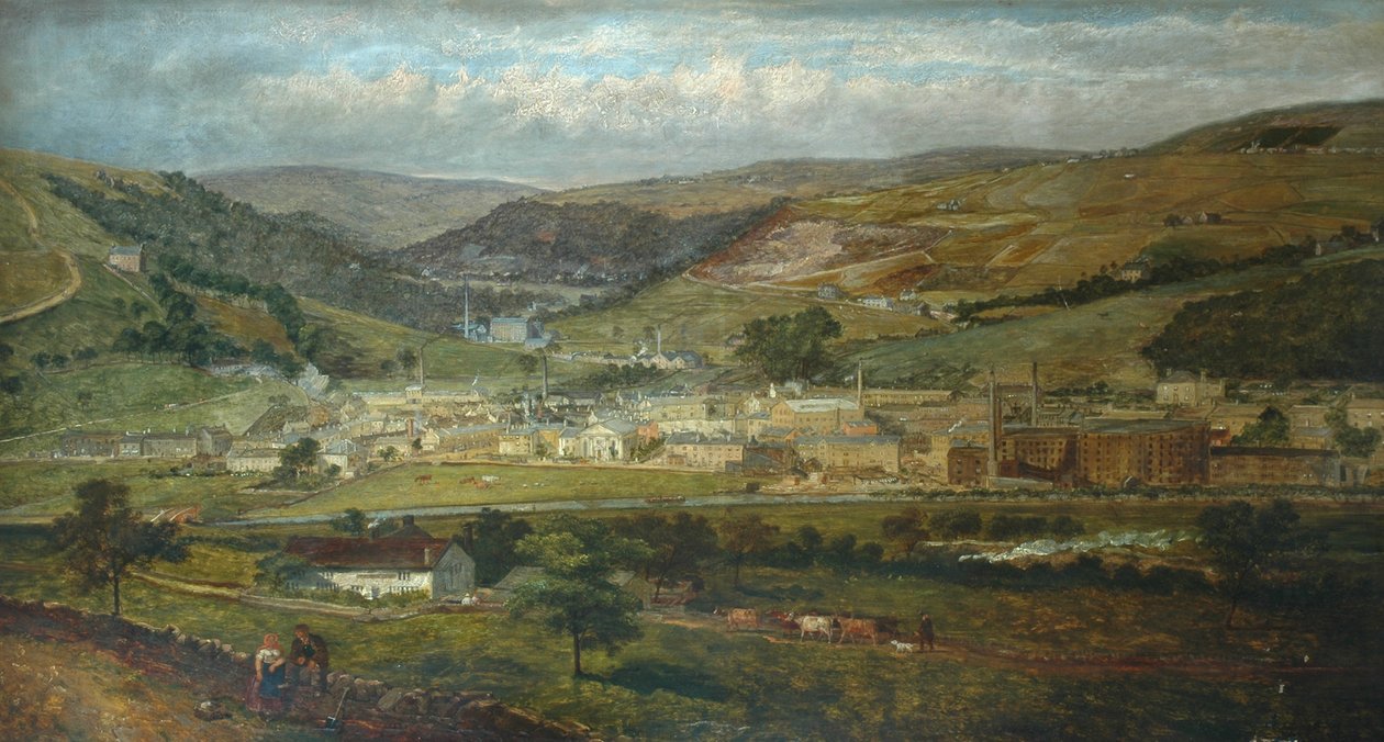 Hebden Bridge fra Palace House, Fairfield, 1869 av John Holland