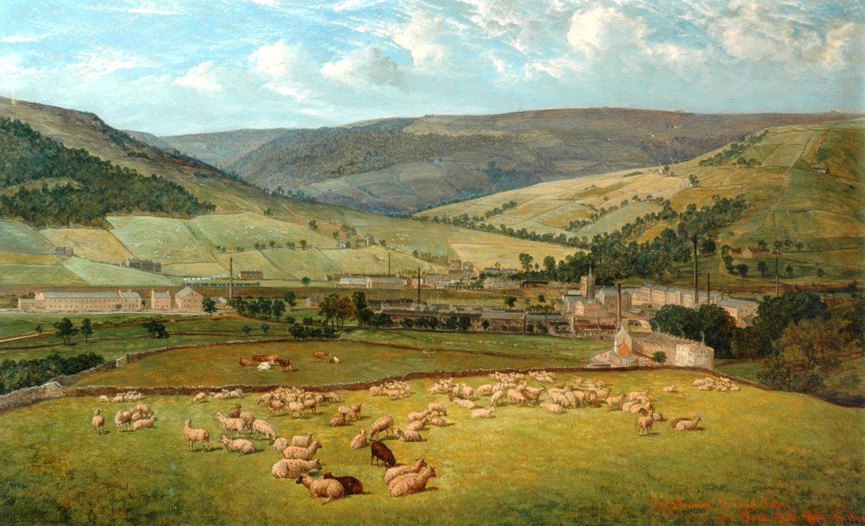 Mytholmroyd & Cragg Vale fra Ewood Hall, 1869 av John Holland