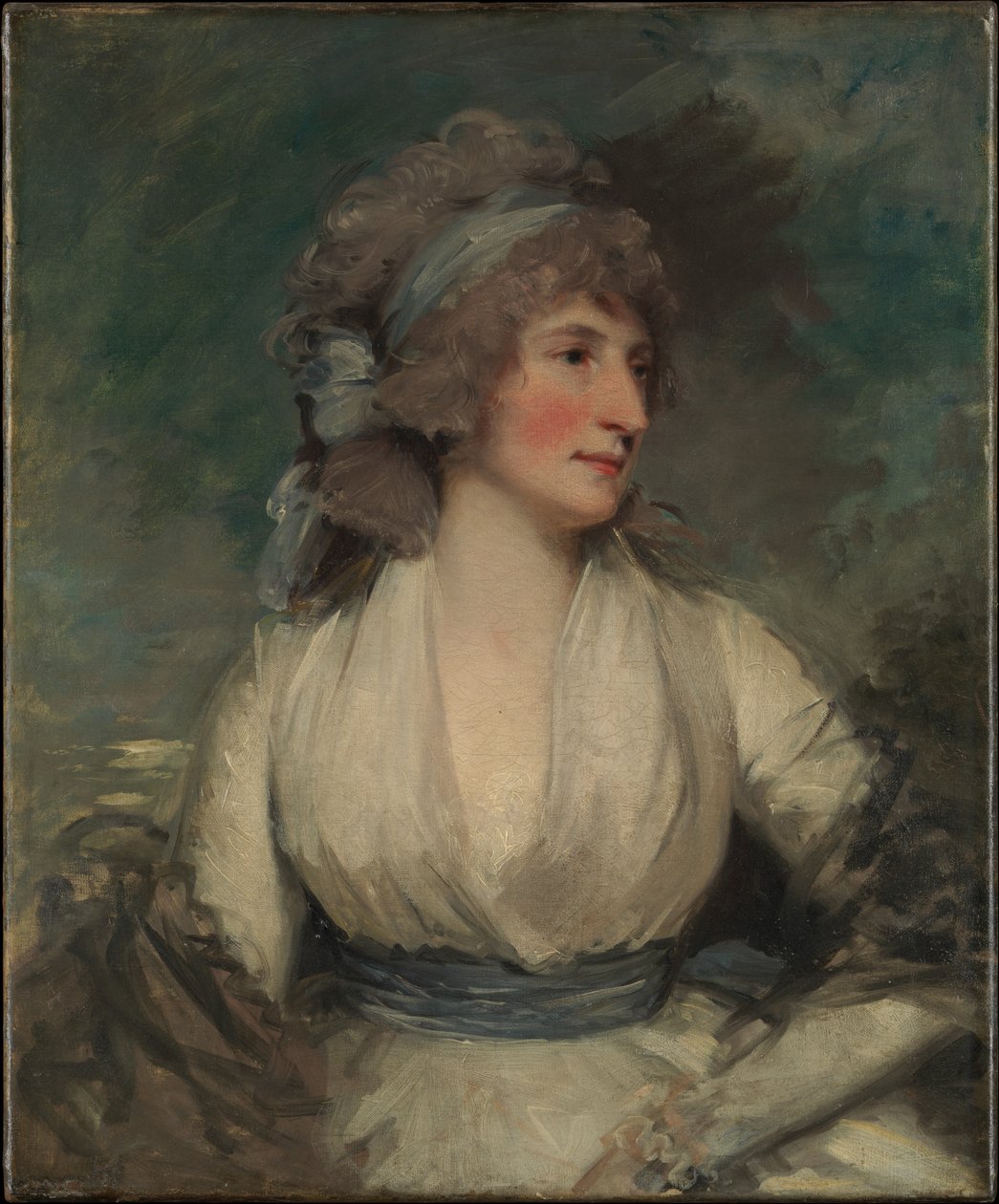 Portrett av en kvinne; (bakside, nå dekket av fôrlærret) Studie av et barnehode av John Hoppner
