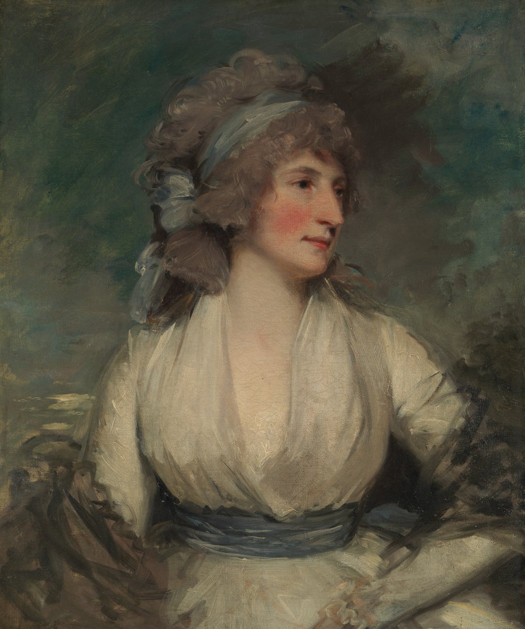 Portrait of a Woman, omvendt, nå dekket av relining canvas Study of a Childs Head, 1790-tallet. av John Hoppner