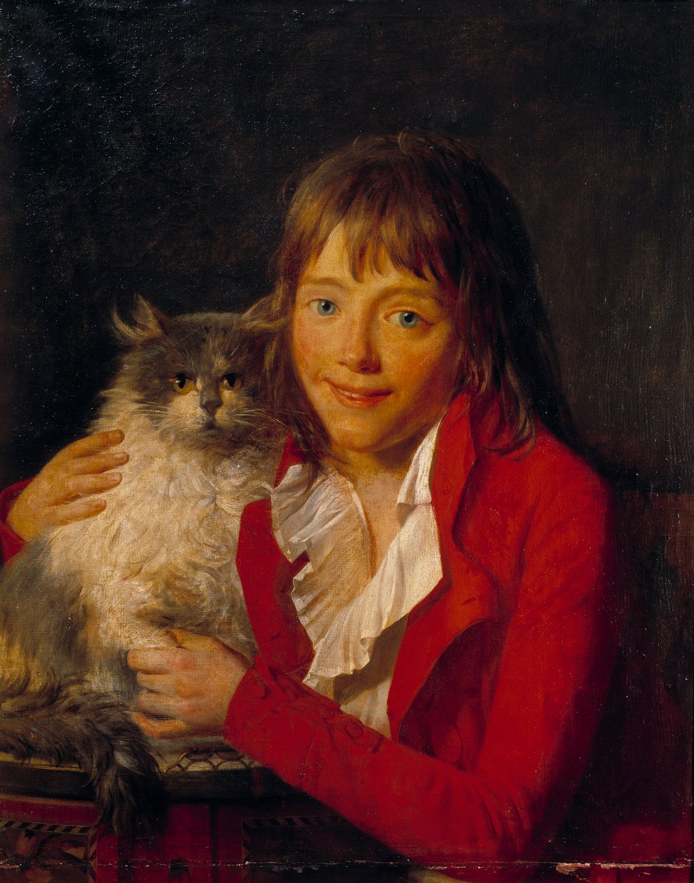 The Child and His Cat Maleri av John Hoppner (1758-1810) Paris fra 1800-tallet, Musee d