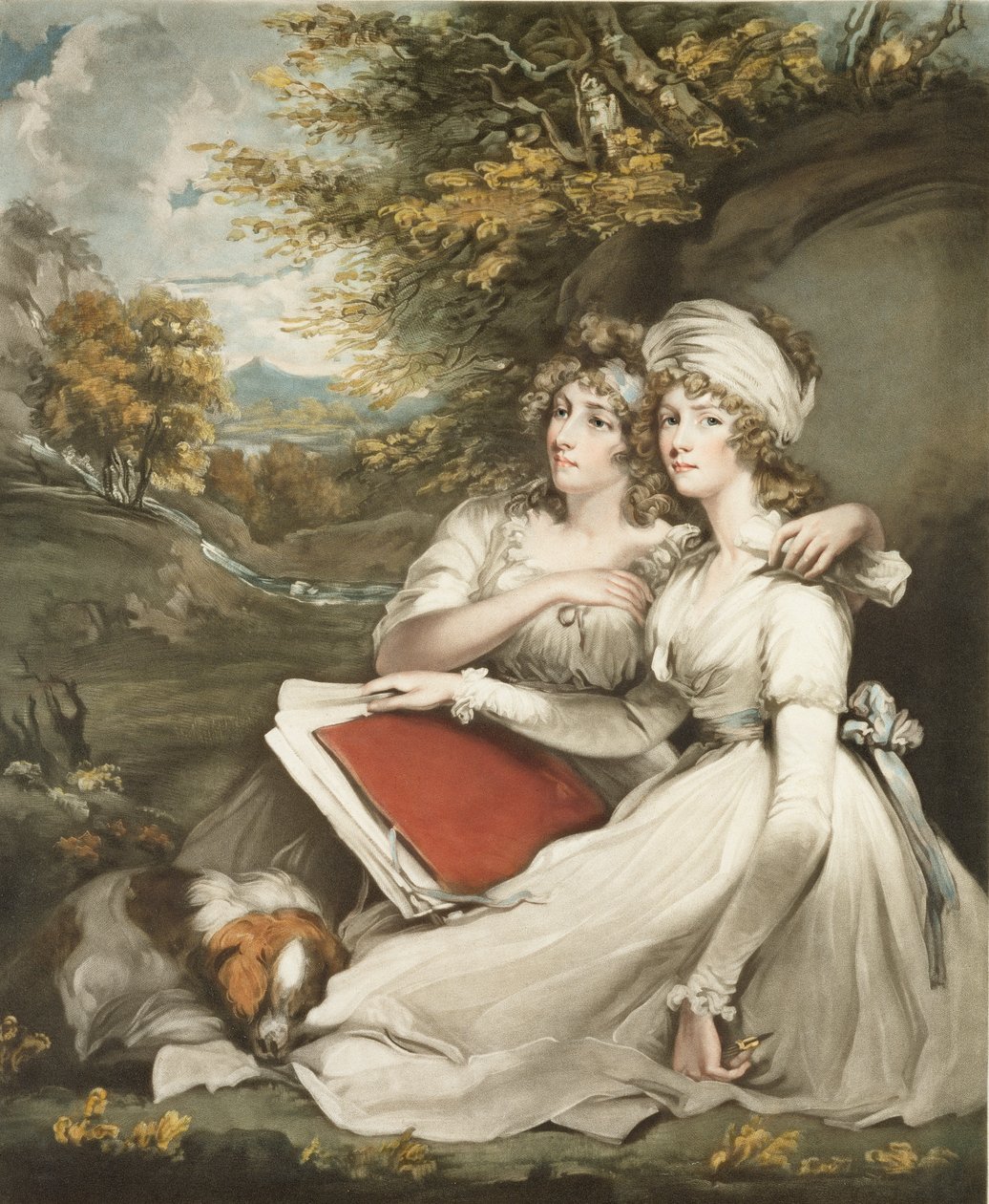 The Daughters of Sir Thomas Frankland, Bart., gravert og pub. av William Ward (1766-1826), 1797 (mezzotintgravering) av John Hoppner