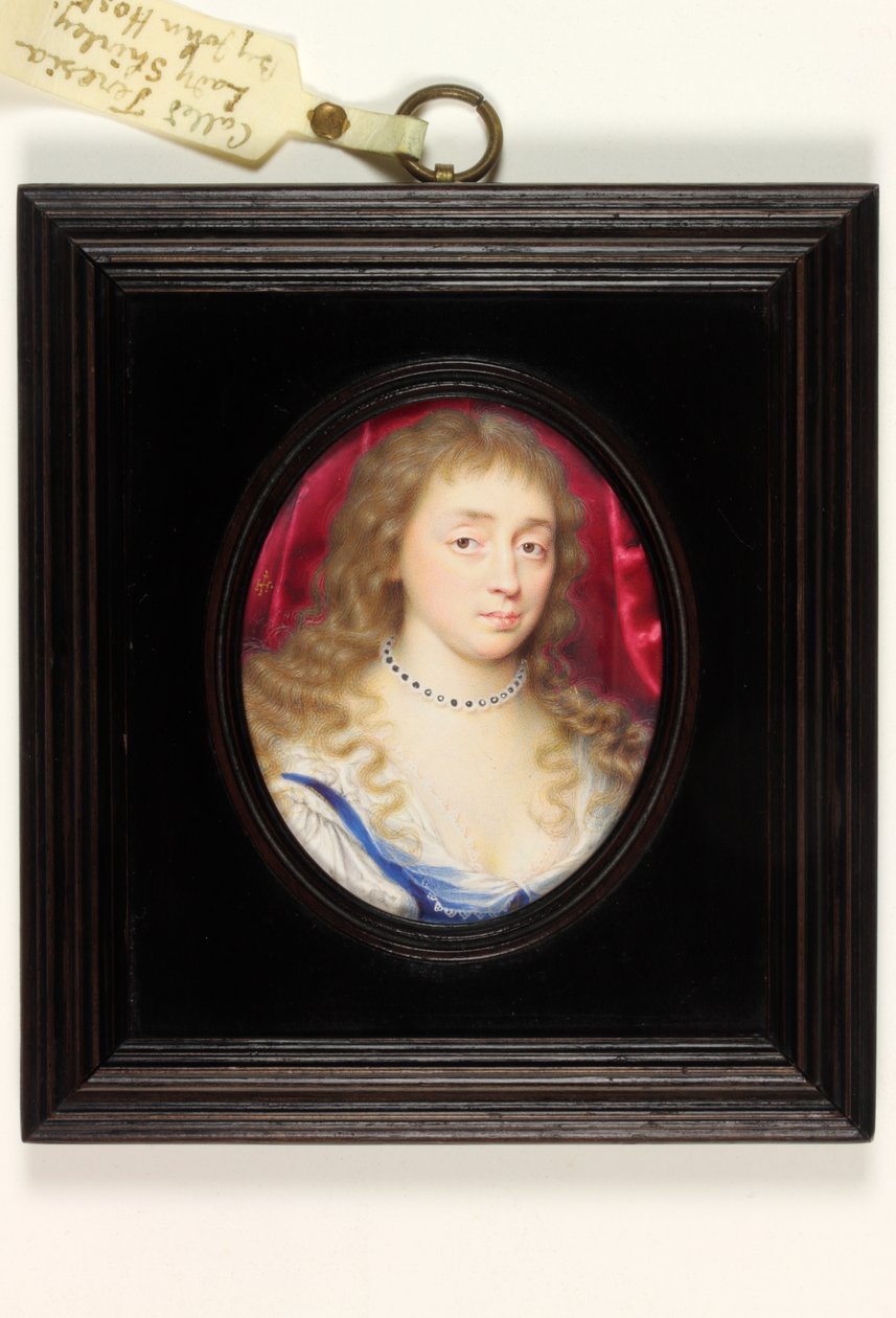 En dame kalt Teresia Lady Shirley (akvarell på vellum) av John Hoskins
