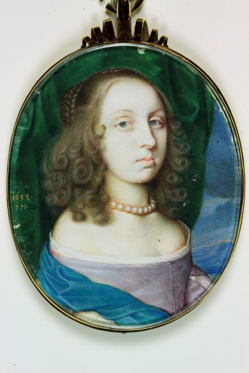 Elizabeth Rogers, viscountesse Mansfield, etterpå hertuginne av Richmond (akvarell på elfenben) av John Hoskins