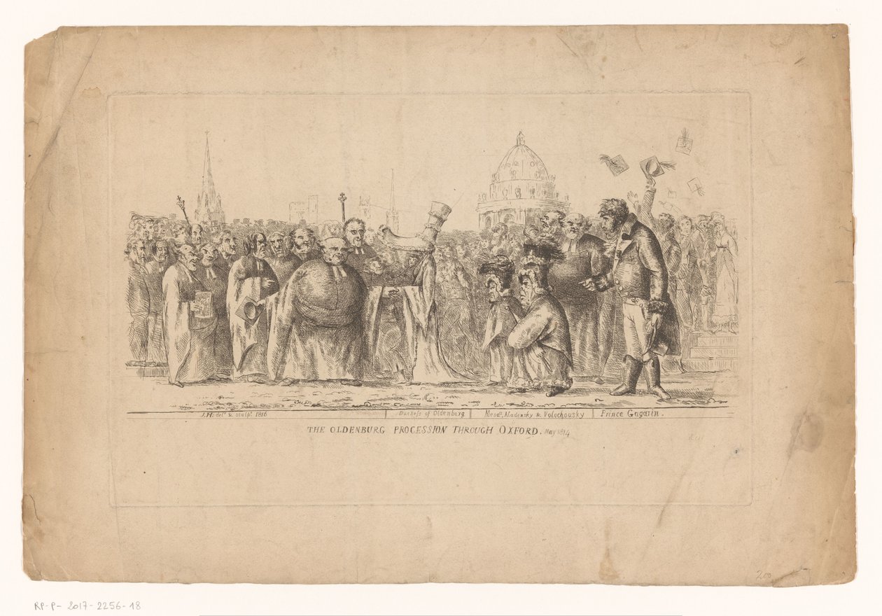 Catharina Paulowna van Rusland i Oxford, 1814 Oldenburg-prosesjonen gjennom Oxford. mai 1814 (tittel på objekt) av John Hughes