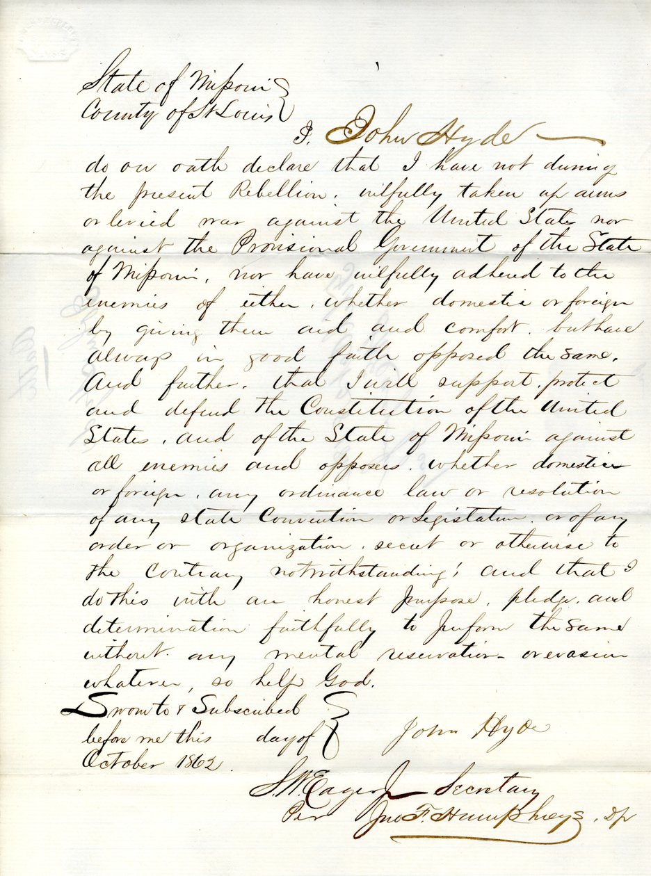 Lojalitetsed av John Hyde fra Missouri, fylket St. Louis av John Hyde
