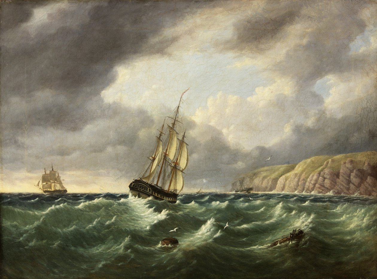 Havlandskap, med to skip og klipper av John I. Harvey
