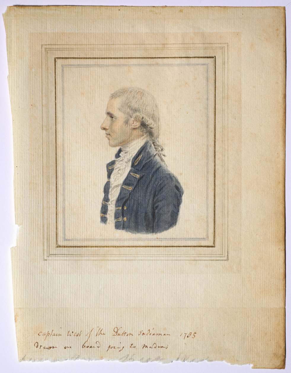 Portrett av Sir Captain West of the Dutton Indiaman, 1785. av John I. smart