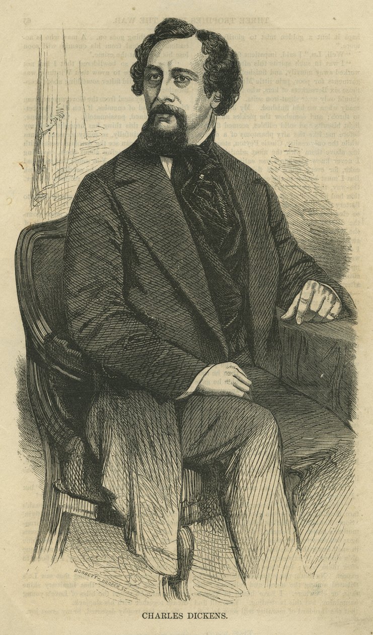 Charles Dickens, gravert av Bobbett-Hooper, fra Harper