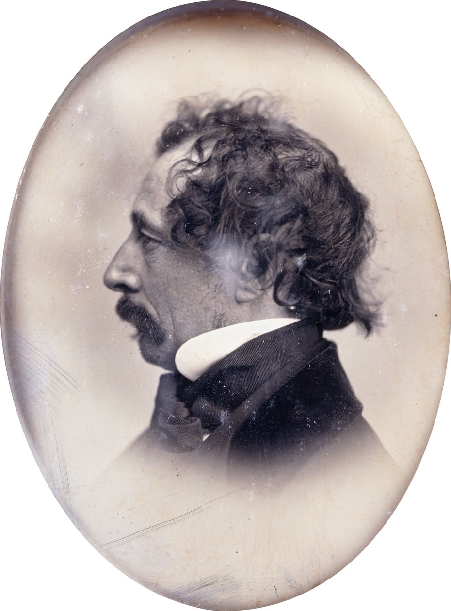 Profilportrett av en gentleman, identifisert som Charles Dickens, ca. 1853-1855 av John Jabez Edwin Paisley Mayall
