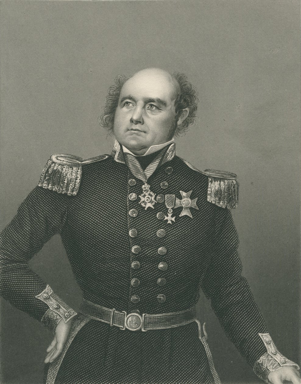 Sir John Franklin gravert av DJ Pound fra et fotografi, fra 'The Drawing-Room of Eminent Personages, Volume 2', publisert i London, 1860 av John Jabez Edwin Paisley Mayall