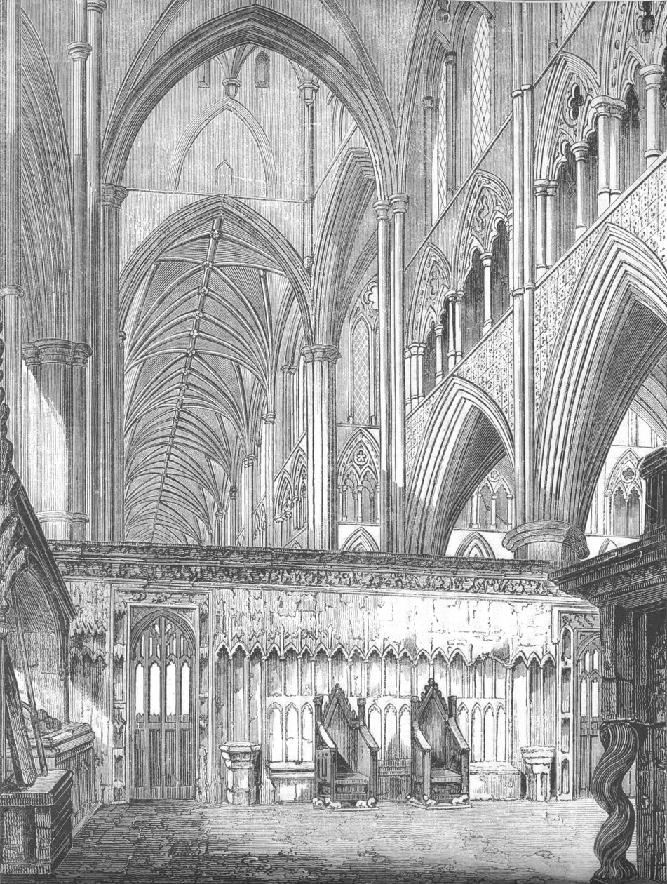 The Nave, Westminster Abbey, ser vestover fra St. Edwards Chapel, 1845 av John Jackson