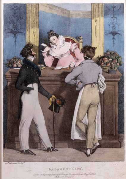 La Dame du Cafe, pub. av Rodwell & Martin av John James Chalon