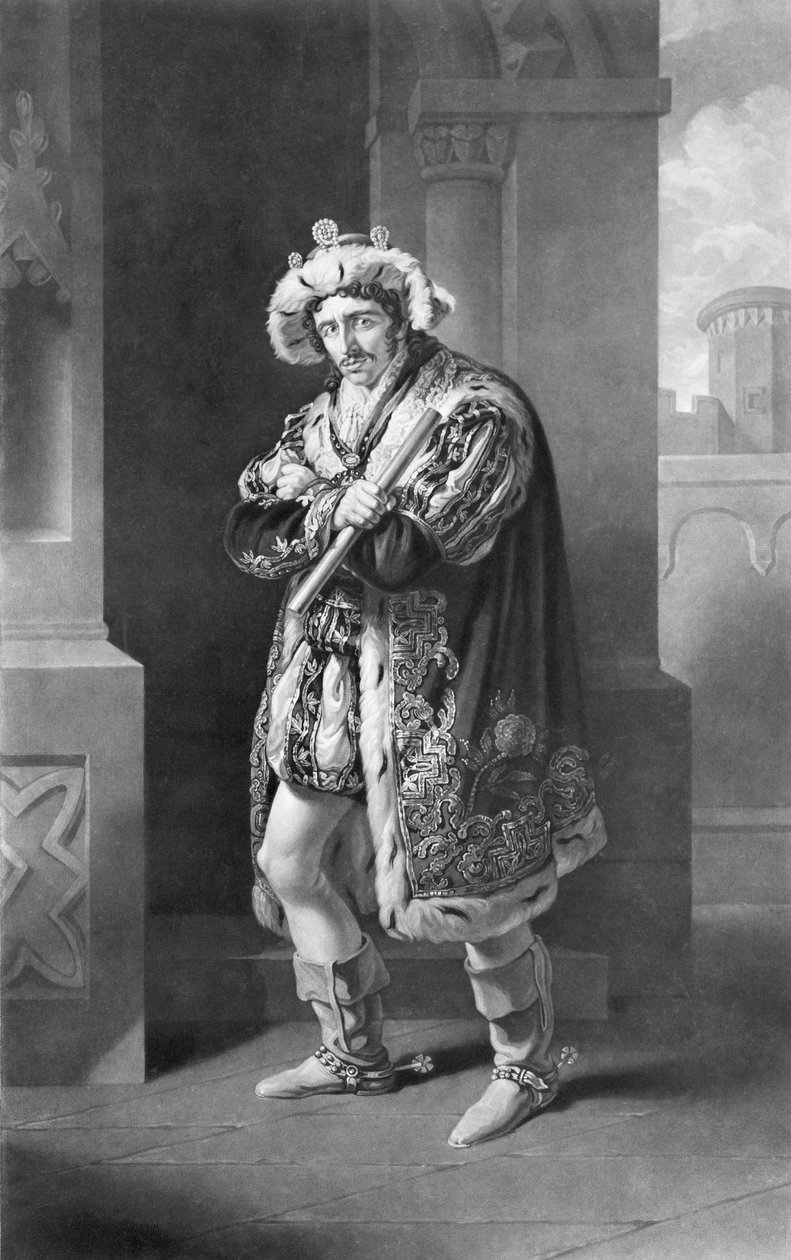 Edmund Kean i Richard den tredje, akt IV, scene IV, av William Shakespeare (1564-1616) gravert av C. Turnerby av John James Halls