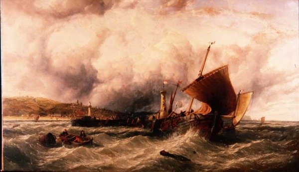 Fishing Luggers utenfor Boulogne havn av John James Wilson