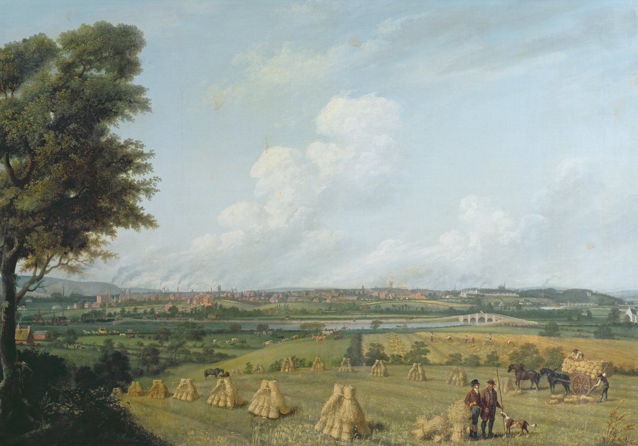 Utsikt over Preston fra Penwortham Hill, ca. 1821 av John Jenkinson