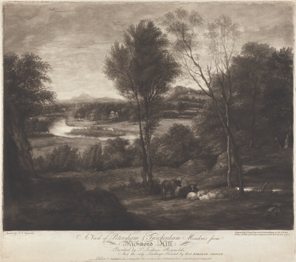 En utsikt over Petersham & Twickenham Meadows fra Richmond Hill av John Jones