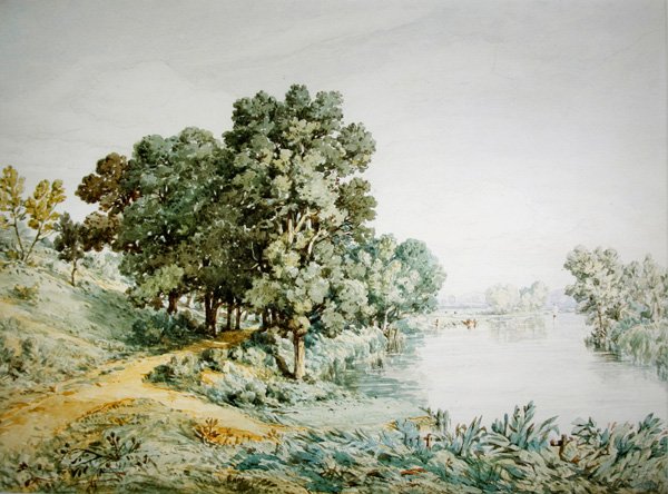 Postwick Grove on the River Yare (akvarell på papir) av John Joseph Cotman