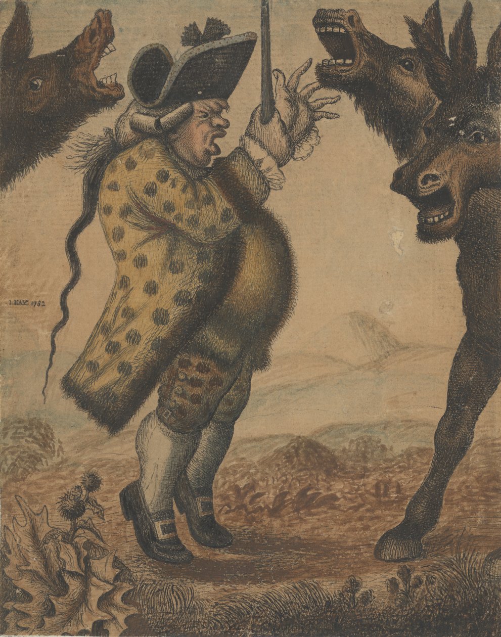 Mr. Alexander Campbell, organist, Conducting Three Braying Asses, 1782. av John Kay