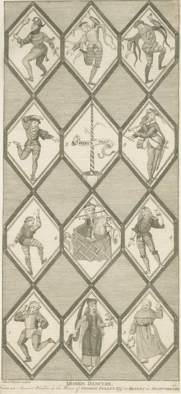 Betley Glass Window - Morris Dancers: gravering, nd [1751-1790] av John Keyse Sherwin