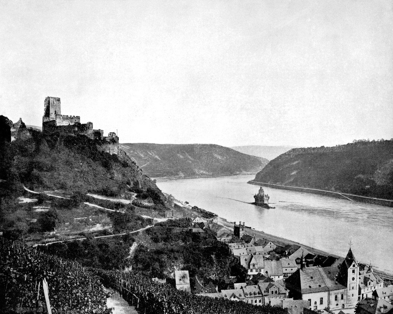 Rhinen, Gutenfels og Pfalz, Tyskland, 1893. av John L. Stoddard