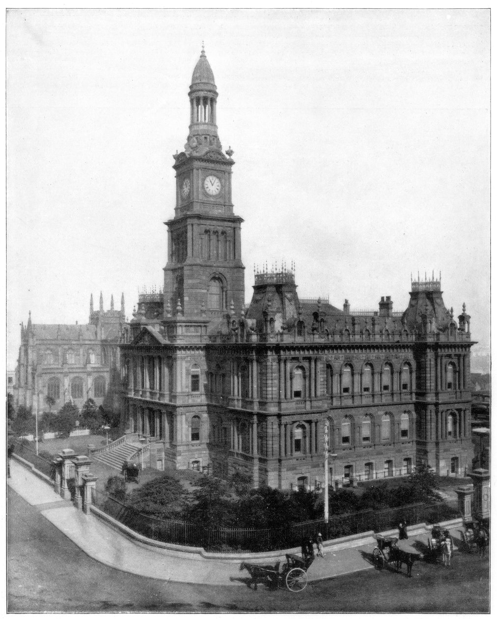 Town Hall and Square, Sydney, Australia, sent på 1800-tallet. av John L. Stoddard