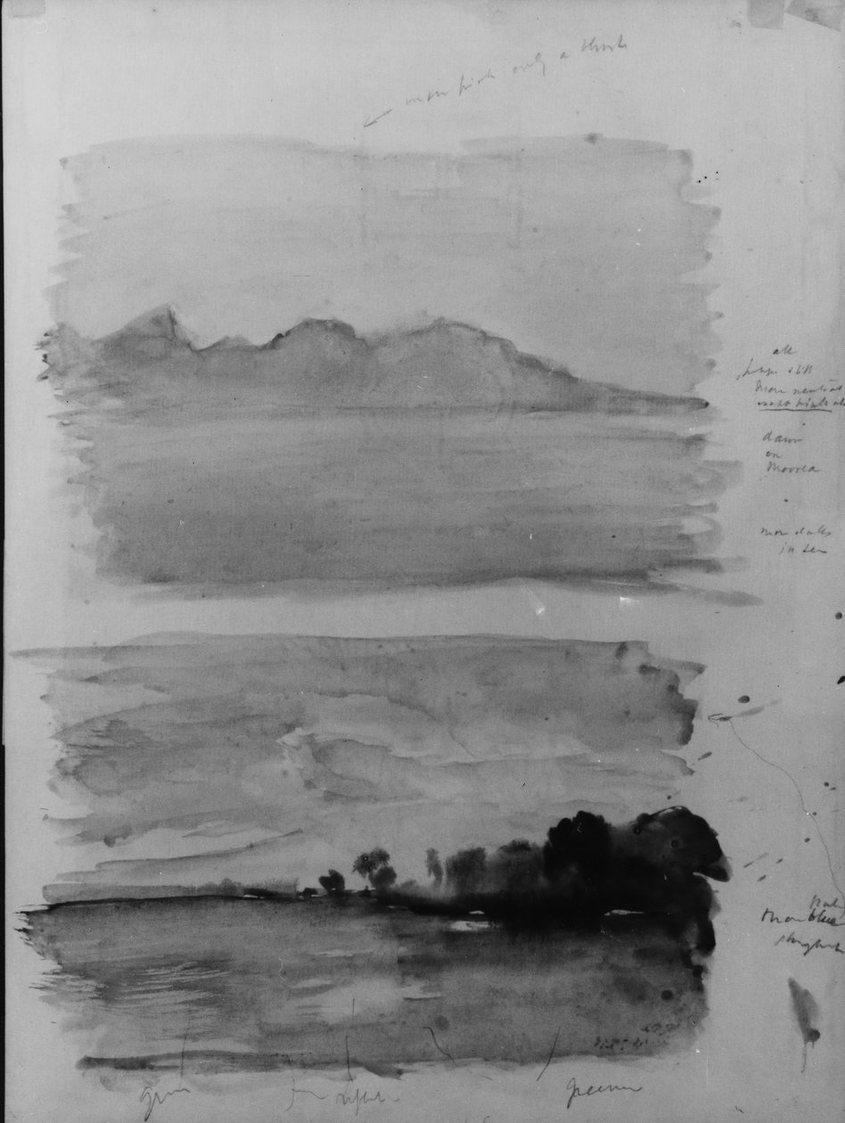 Double Study of Dawn, Moorea sett over vannet, Tahiti, 1891. av John La Farge
