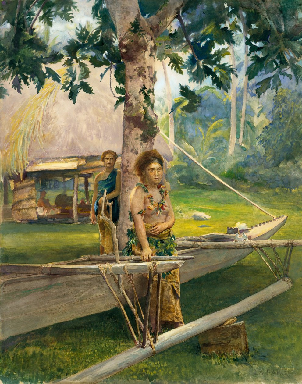 Portrett av Faase, Taupo, eller offisiell jomfru, av Fagaloa Bay, and Her Duenna, Samoa, 1891. av John La Farge