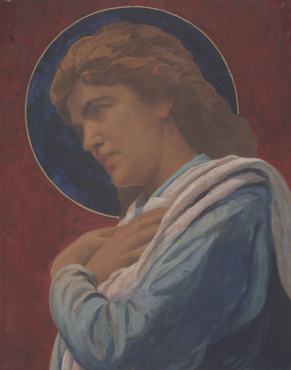A Saint (pastell og akvarell på papir) av John La Farge or Lafarge