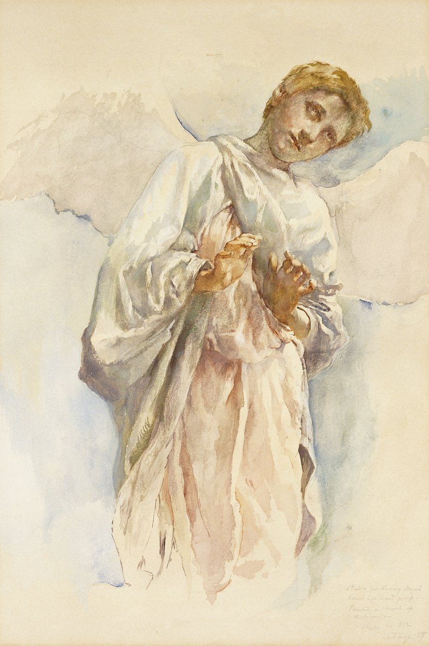 Adoring Angel - Study for the Ascension Mural, 1887 av John La Farge or Lafarge