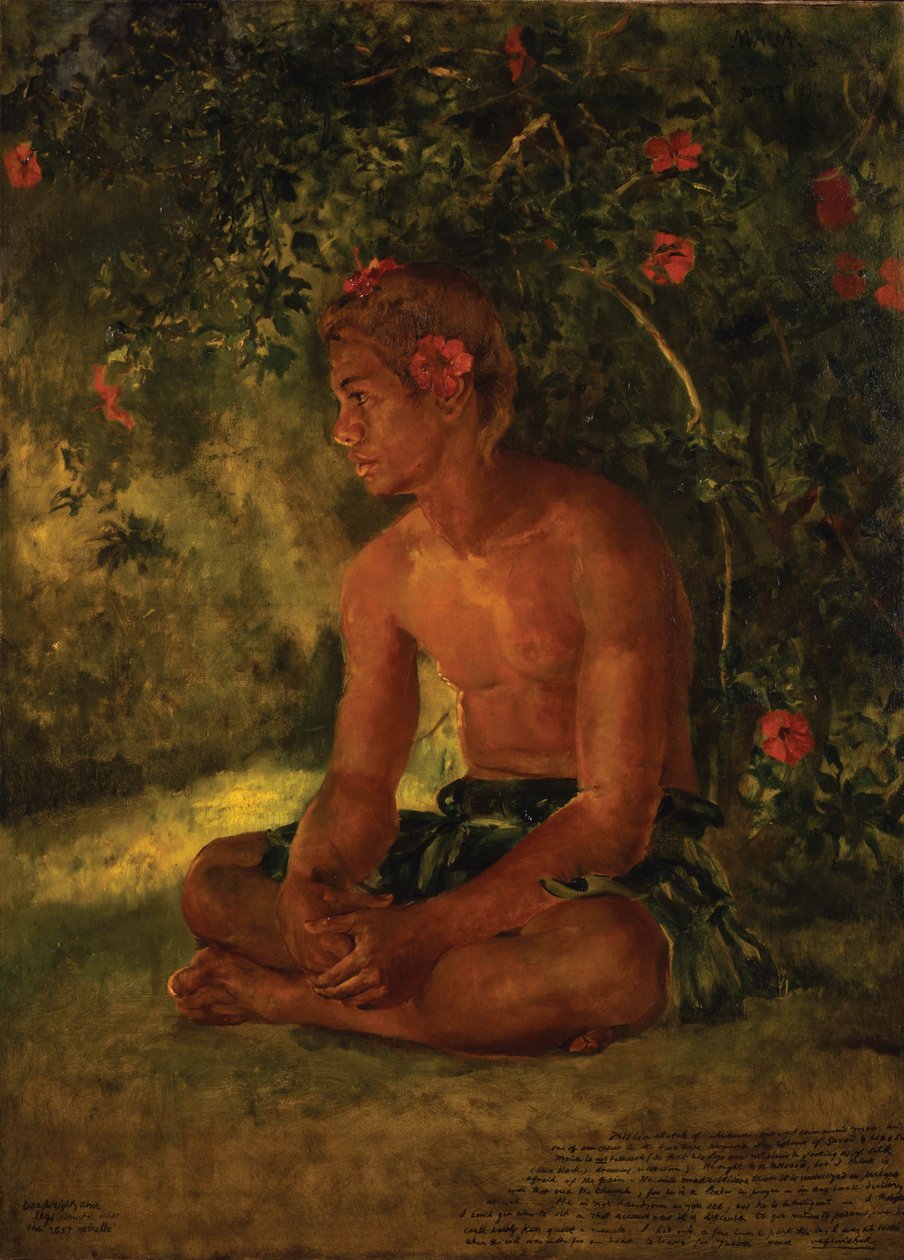 Skisse av Maua, Apia. En av våre båtmannskaper, 1891 av John La Farge or Lafarge