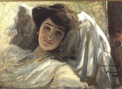 A Long Lady at Rest (olje om bord) av John Lavery