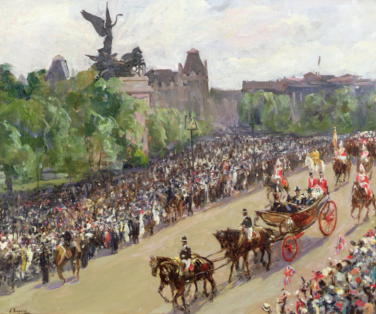 A State Procession, Hyde Park Corner (olje på lerret) av John Lavery