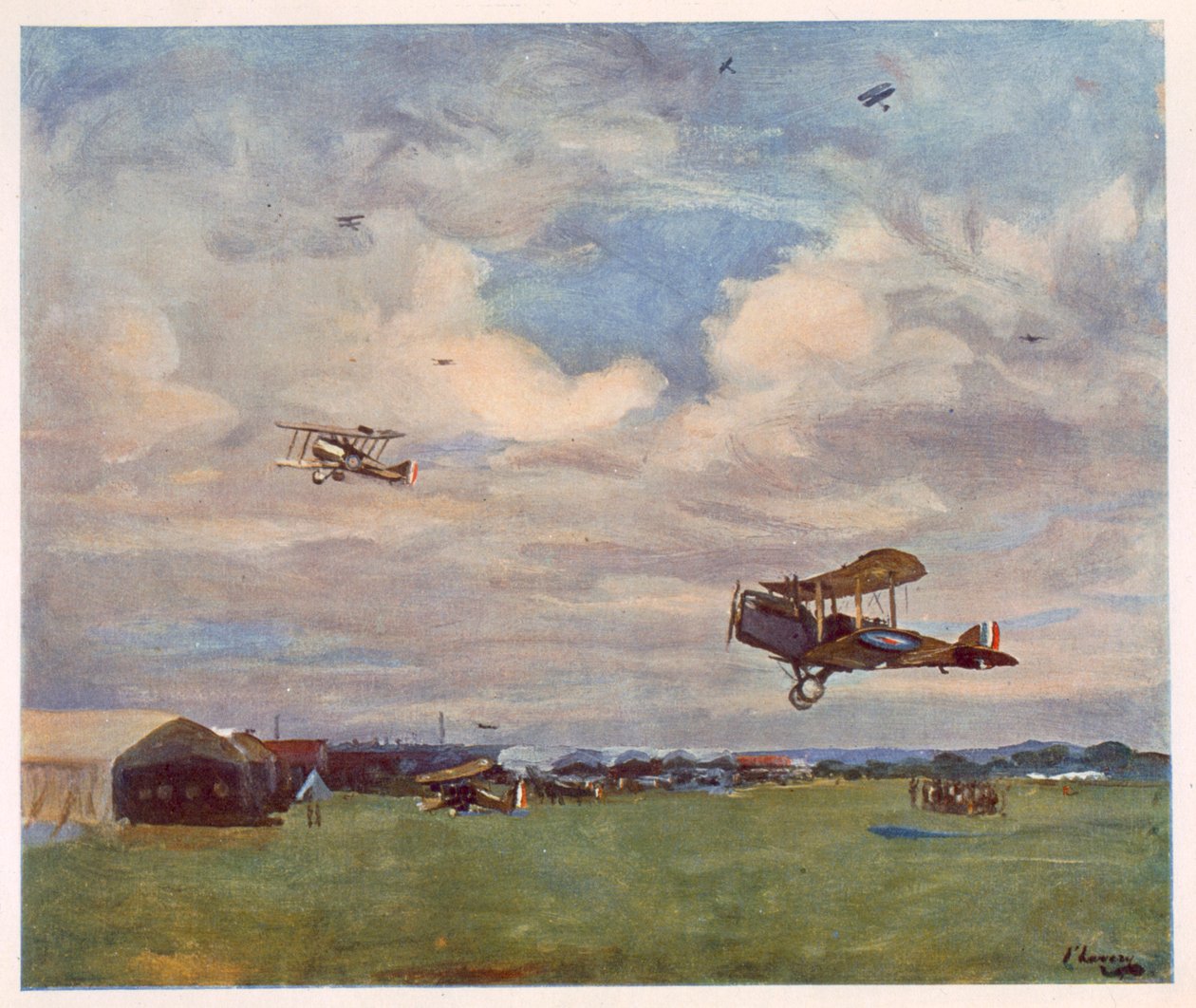 An Aerodrome, fra British Artists at the Front, fortsettelse av The Western Front, 1918 av John Lavery