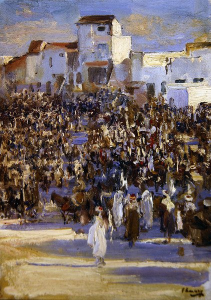 Market Place, Tanger (olje om bord) av John Lavery