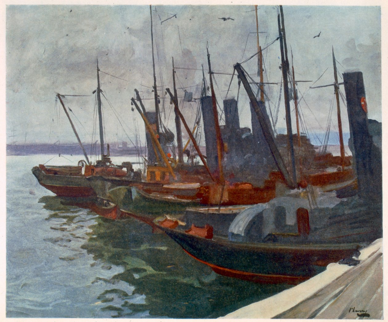 Minesveipere i havnen, fra britiske artister ved fronten, fortsettelse av vestfronten, 1918 av John Lavery