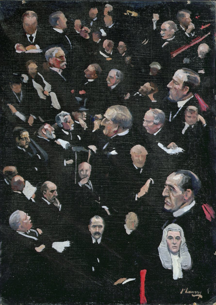Studier i House of Lords, Viscount Morley flytter adressen, 14. desember 1921 av John Lavery