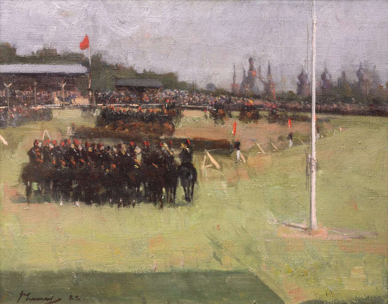 The Musical Ride of the 15th Hussars under Military Tournament på Glasgow International Exhibition 1888 av John Lavery