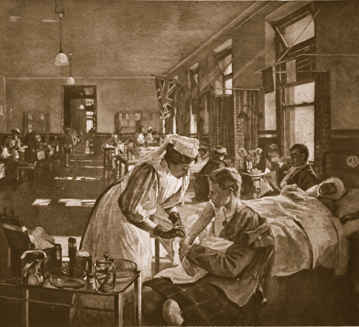 Såret; London Hospital, 1914-19 av John Lavery