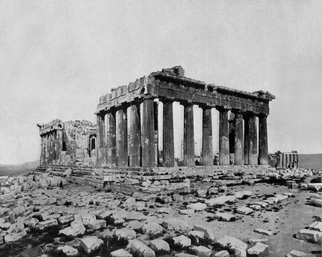 Parthenon på Akropolis, Athen (s/hvitt bilde) av John Lawson Stoddard