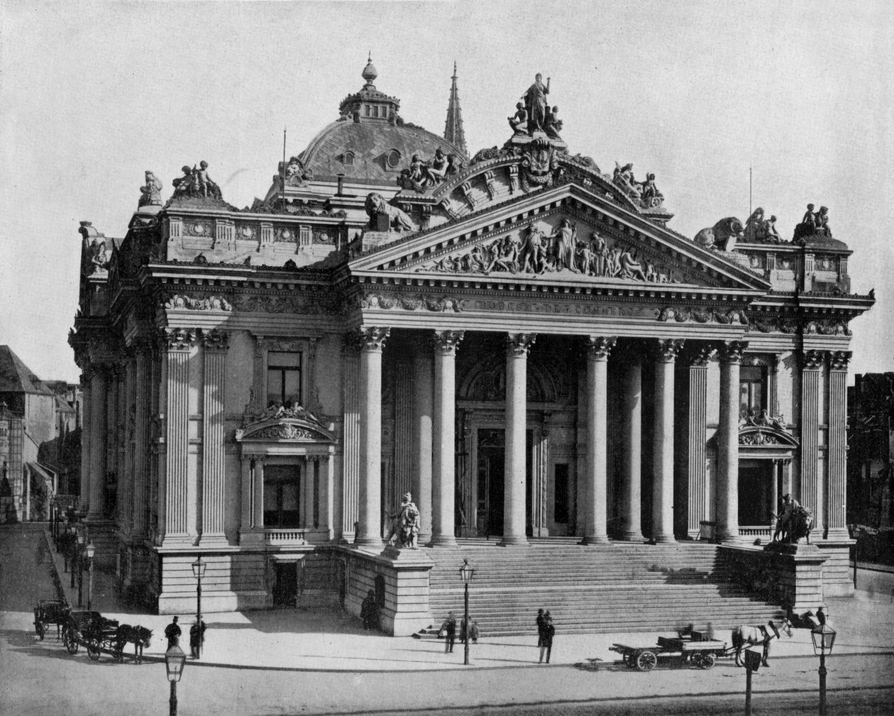 Børs i Brussel, ca. 1900 (s/hvitt bilde) av John Lawson Stoddard