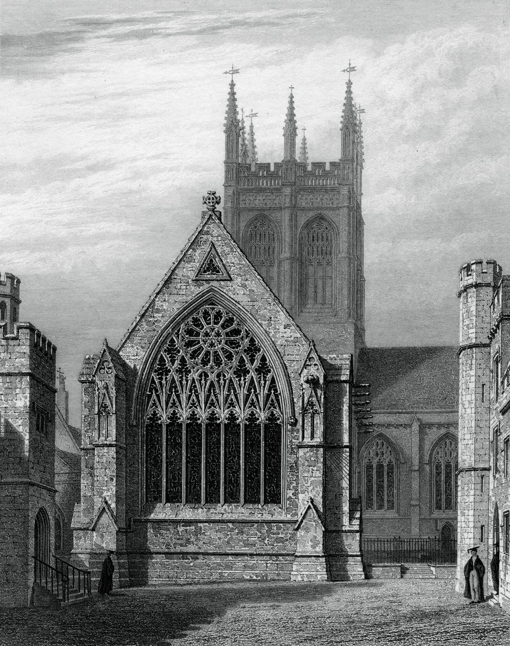 Merton College Chapel, fra firkanten, Oxford, 1834. av John Le Keux