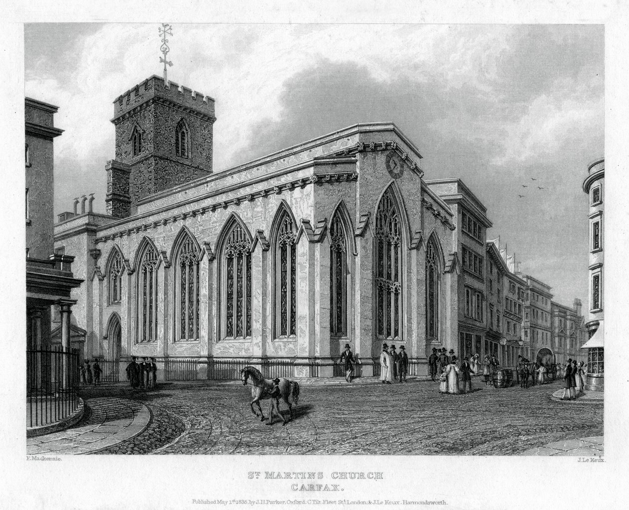 St Martins Church, Carfax, Oxford, 1835. av John Le Keux
